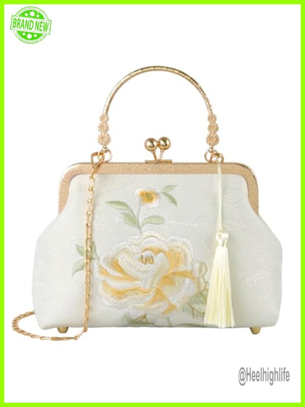 Jacquard Evening Bag Clutch Chain Embroidered Crane Chinese Style Handbag